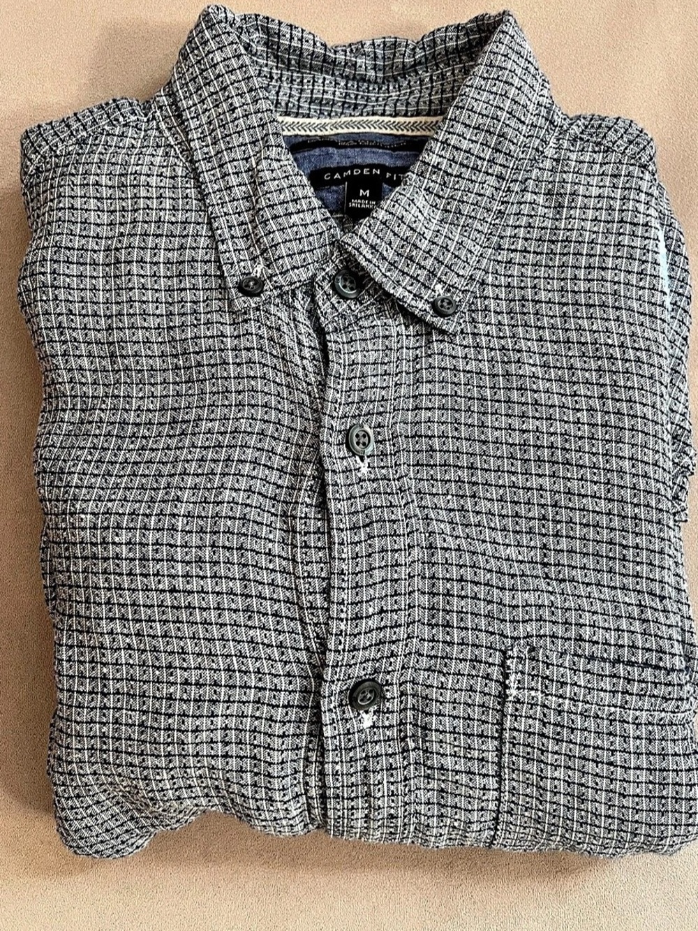 Banana Republic Camden Fit 100% Linen Shirt Checkered Medium